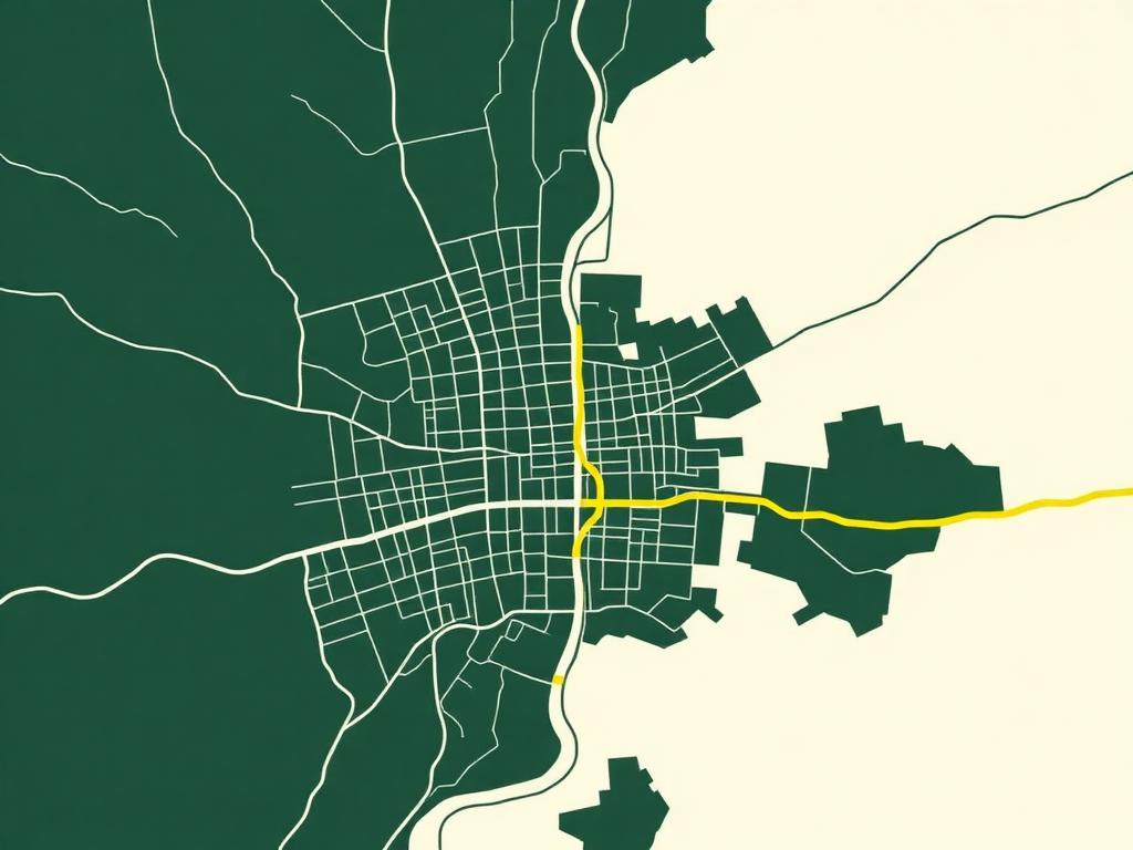 Mapa de la ciudad con una ruta trazada